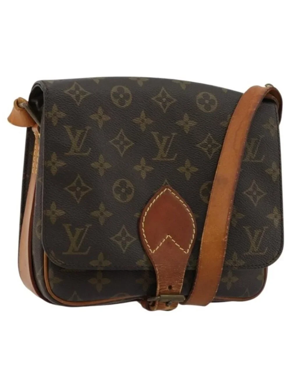 Authentic LOUIS VUITTON Monogram Cartouchiere MM Shoulder Bag M51253 LV